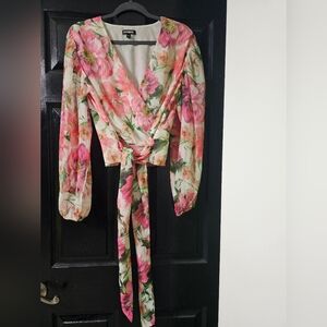 Express Floral Blouse with Soft Pink and Green